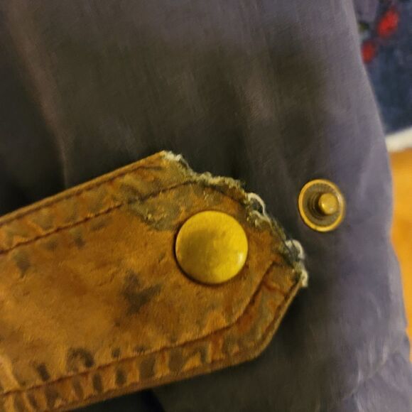 East West large floral southwestern vintage chunky jacket hoodie navy cream moun - Picture 7 of 7